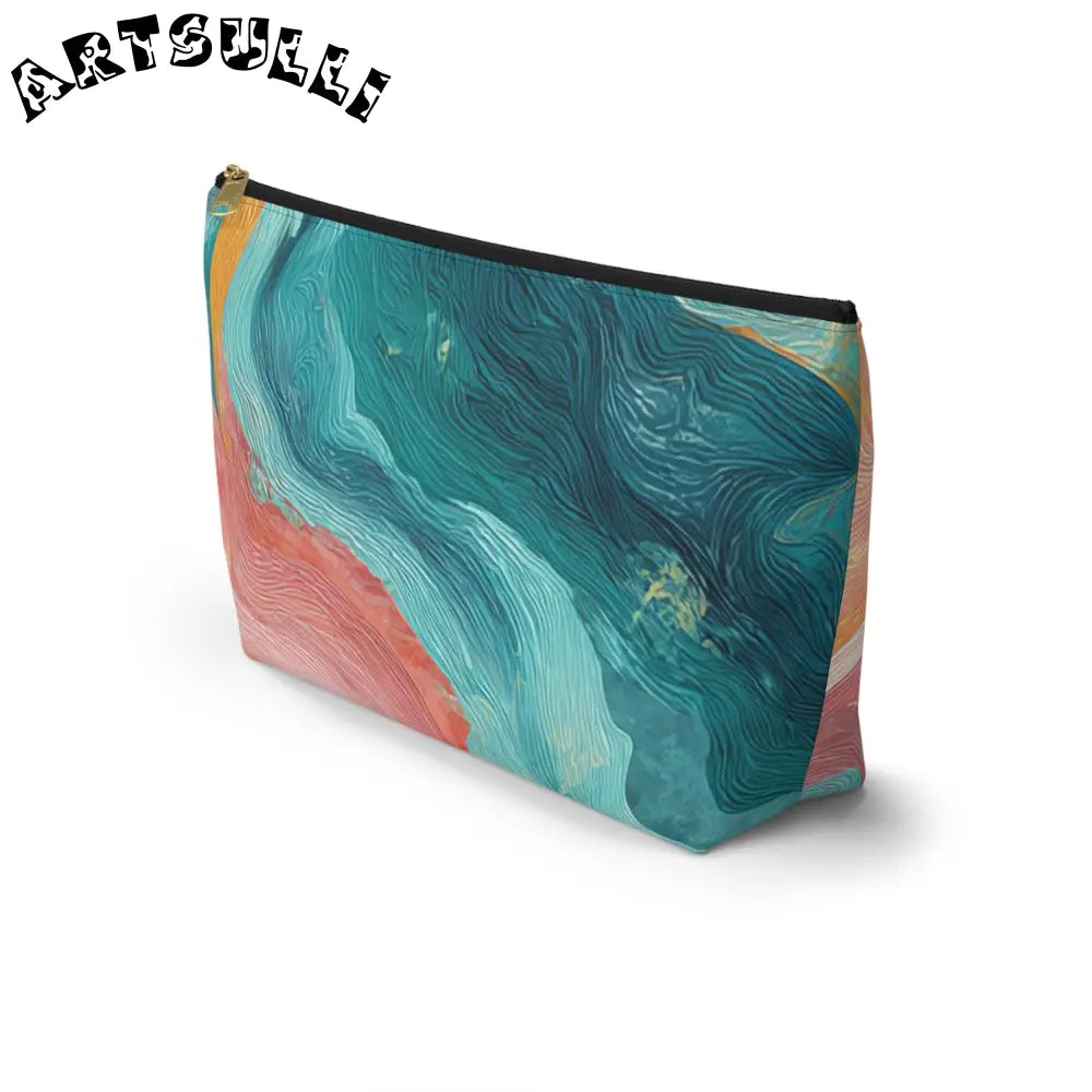 Abstract Wavy Cosmetic Travel T-Bottom Pouch, Artsulli - Art is Long, Life is Short, Bags, , , , , , , 
