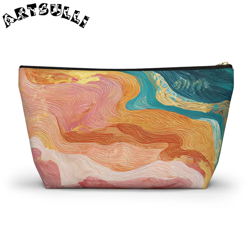 Abstract Wavy Cosmetic Travel T-Bottom Pouch, Artsulli - Art is Long, Life is Short, Bags, , , , , , , 