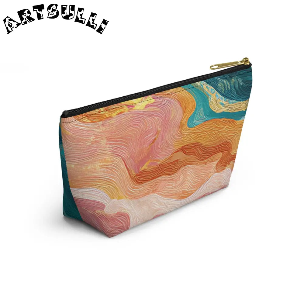 Abstract Wavy Cosmetic Travel T-Bottom Pouch, Artsulli - Art is Long, Life is Short, Bags, , , , , , , 
