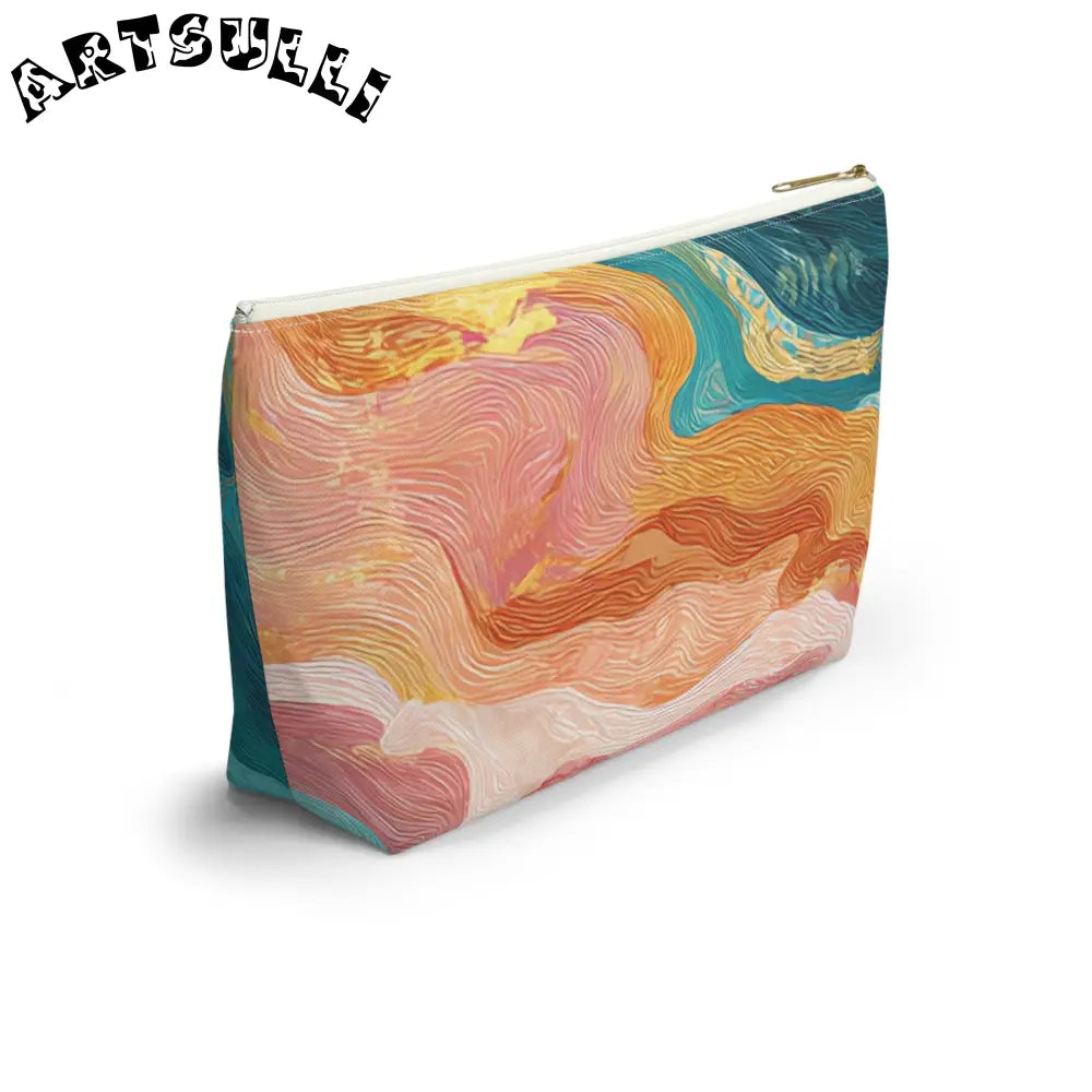 Abstract Wavy Cosmetic Travel T-Bottom Pouch, Artsulli - Art is Long, Life is Short, Bags, , , , , , , 