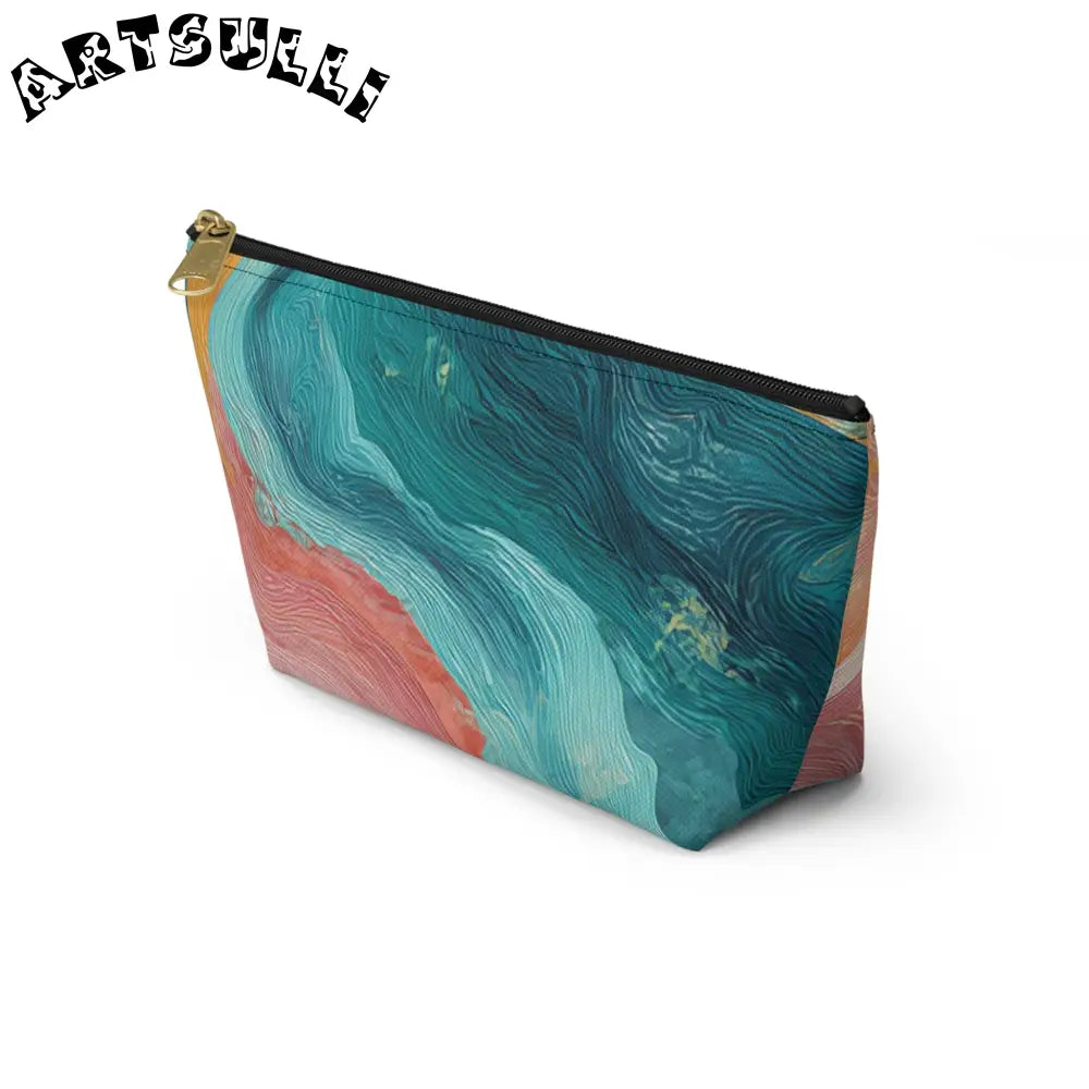 Abstract Wavy Cosmetic Travel T-Bottom Pouch, Artsulli - Art is Long, Life is Short, Bags, , , , , , , 