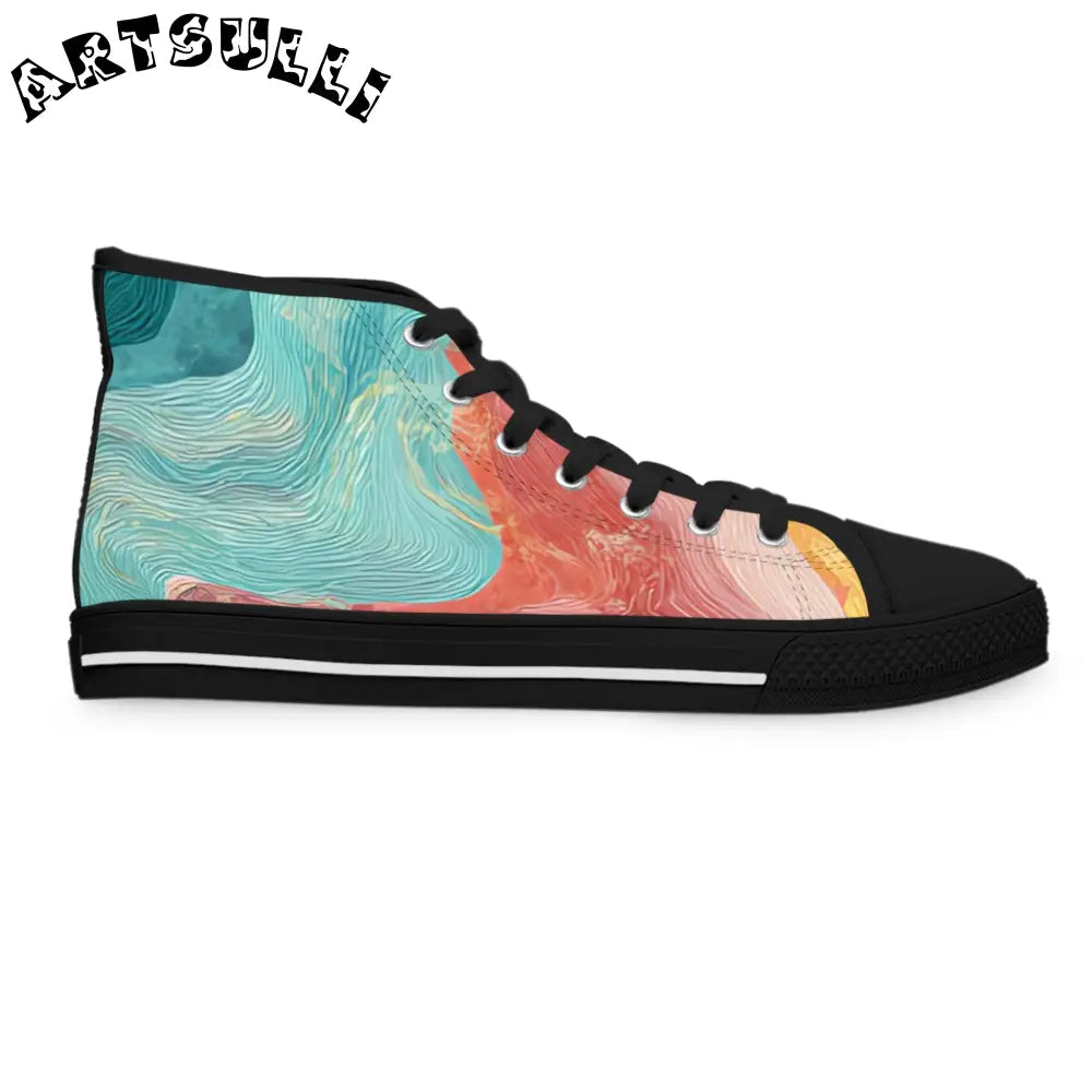 Abstract Women High Top Breathable Polyester Canvas Sneakers, Artsulli - Art is Long, Life is Short, Shoes, , , , , , , 