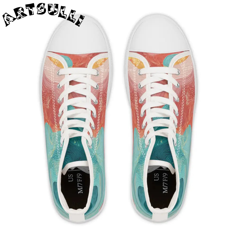 Abstract Women High Top Breathable Polyester Canvas Sneakers, Artsulli - Art is Long, Life is Short, Shoes, , , , , , , 