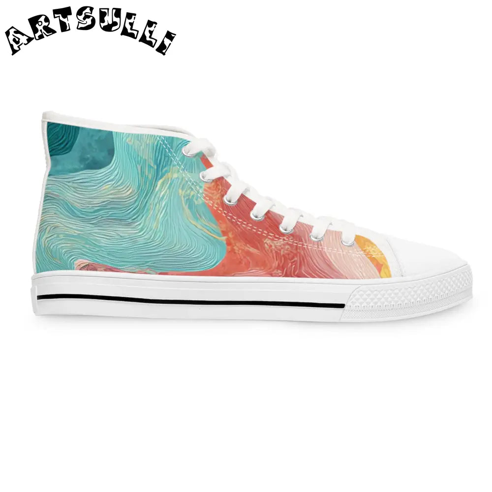 Abstract Women High Top Breathable Polyester Canvas Sneakers, Artsulli - Art is Long, Life is Short, Shoes, , , , , , , 