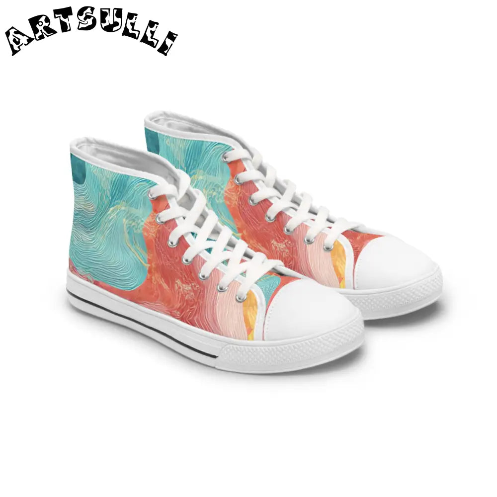 Abstract Women High Top Breathable Polyester Canvas Sneakers, Artsulli - Art is Long, Life is Short, Shoes, Size, US 5.5, Color, White sole, , , 34001097437573984093