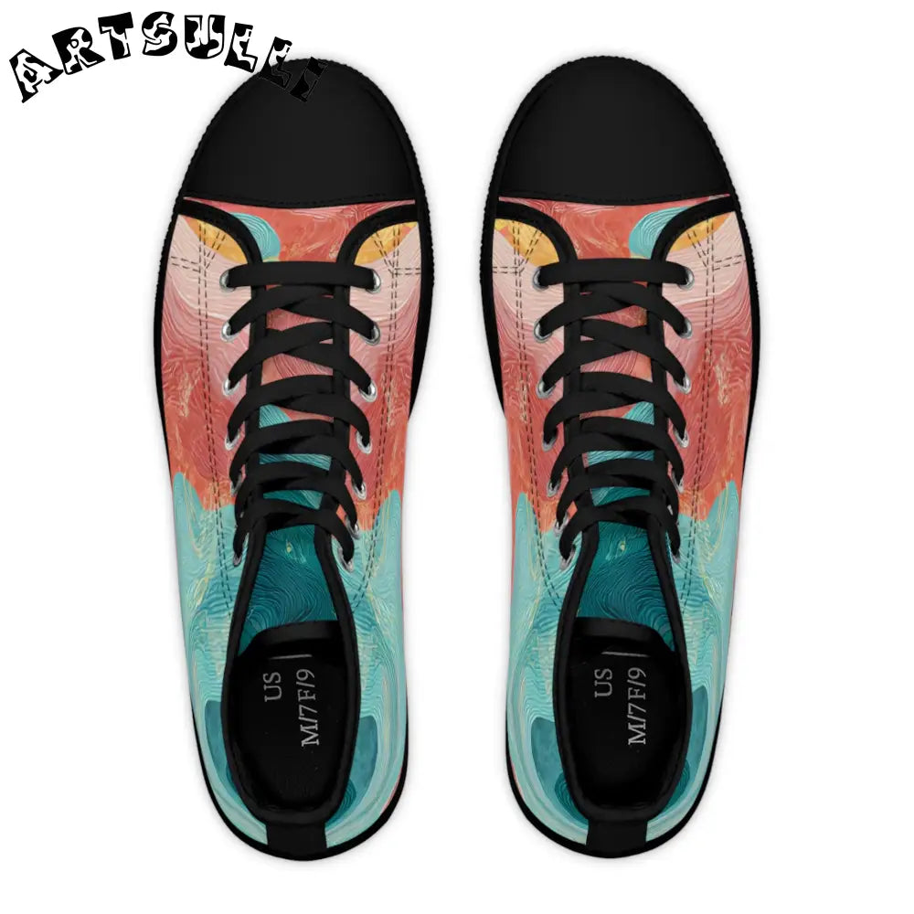 Abstract Women High Top Breathable Polyester Canvas Sneakers, Artsulli - Art is Long, Life is Short, Shoes, , , , , , , 