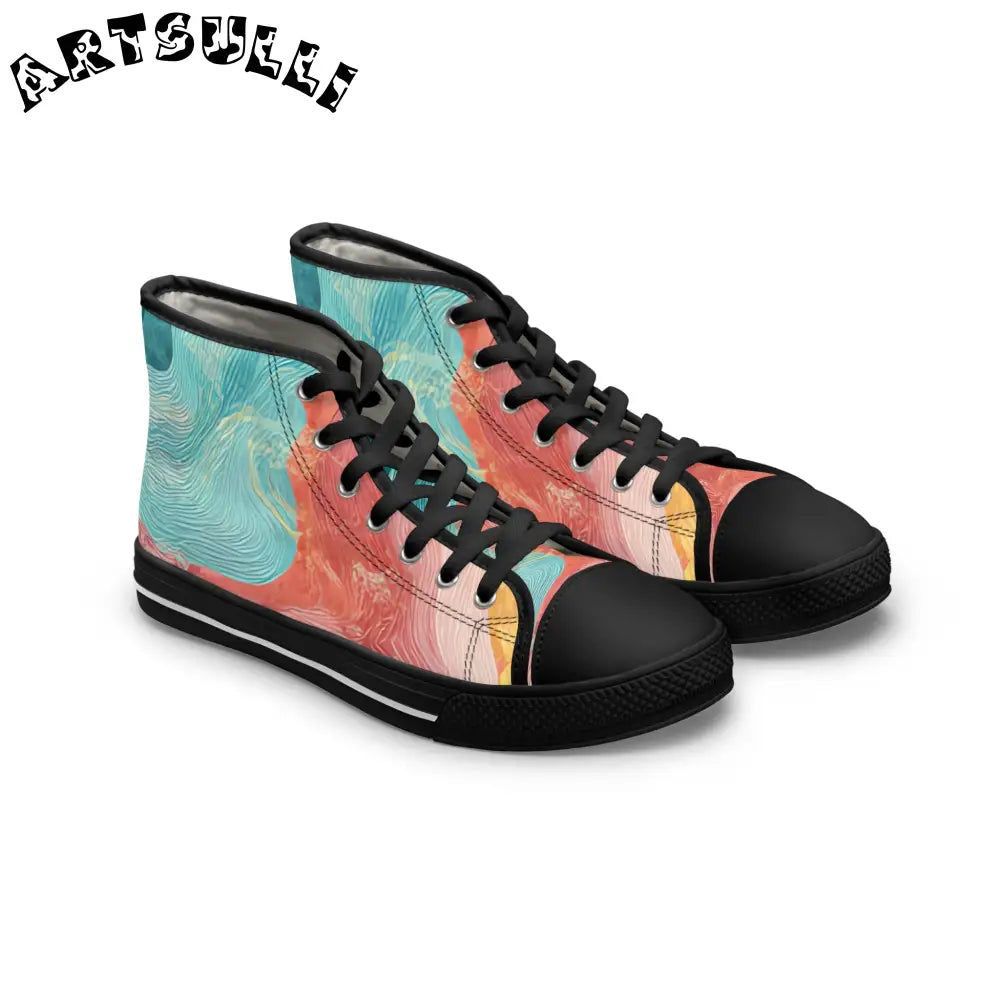 Abstract Women High Top Breathable Polyester Canvas Sneakers, Artsulli - Art is Long, Life is Short, Shoes, Size, US 5.5, Color, Black sole, , , 10428897451761551950