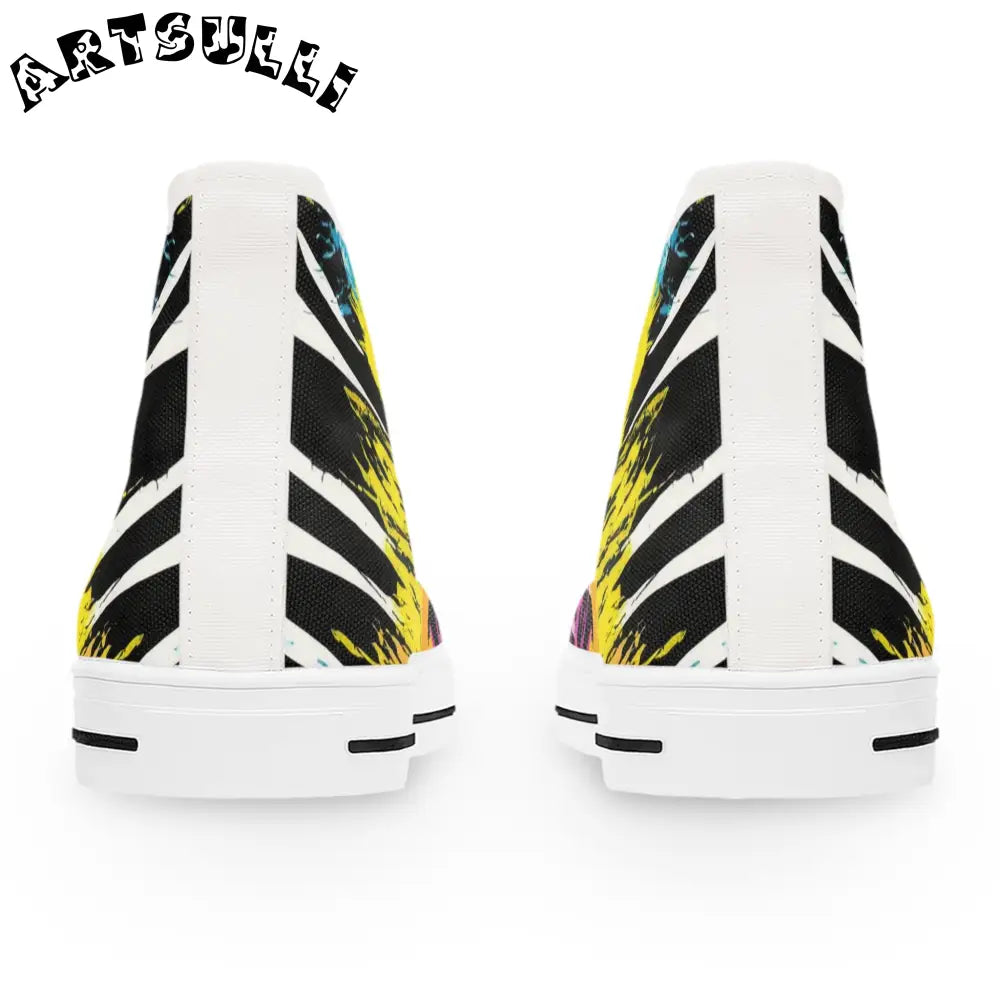 JAKKOUTTHEBXX Abstract Yellow Paint Splatter High Top Sneakers with Deodorant Memory Foam Insoles 2025