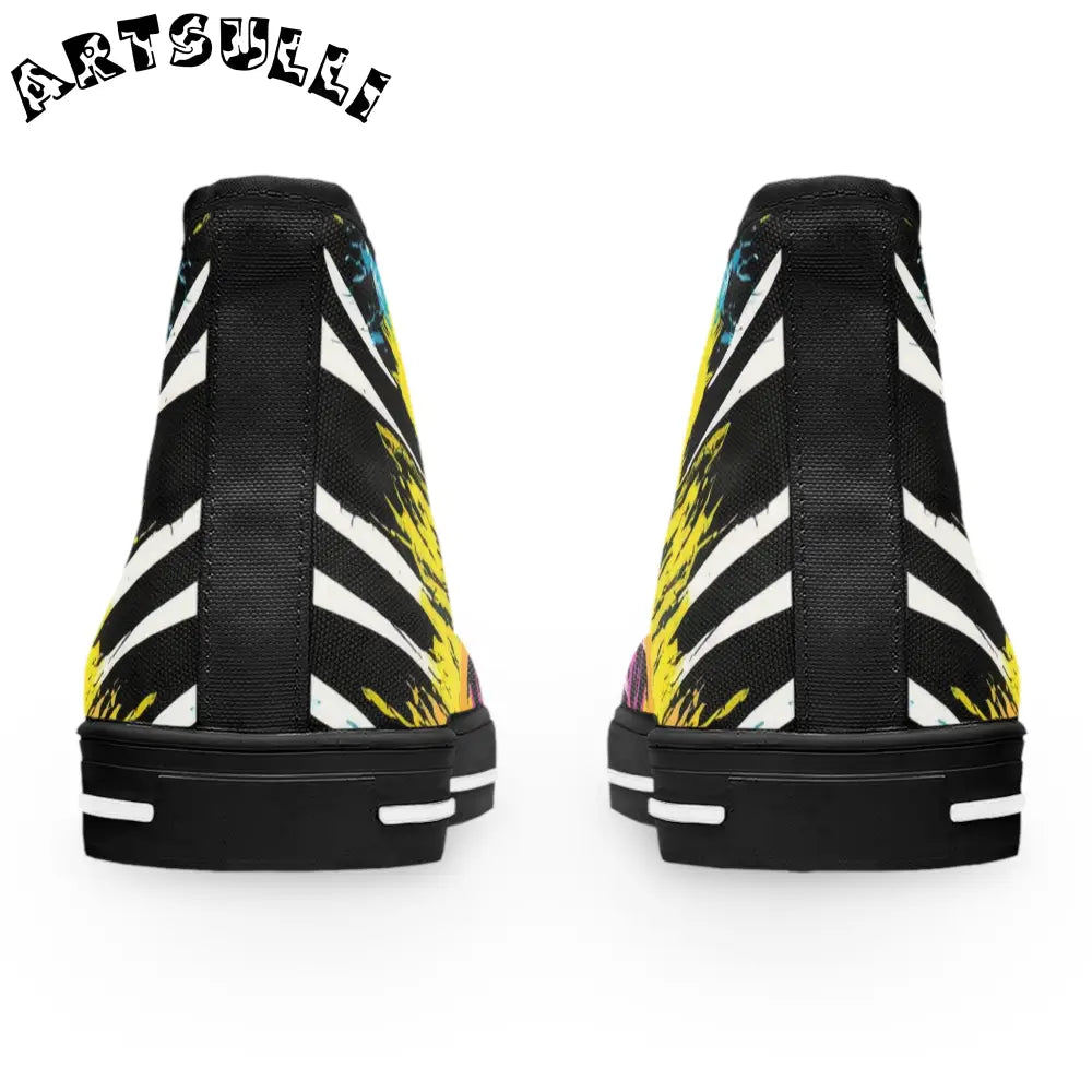 JAKKOUTTHEBXX Abstract Yellow Paint Splatter High Top Sneakers with Deodorant Memory Foam Insoles 2025