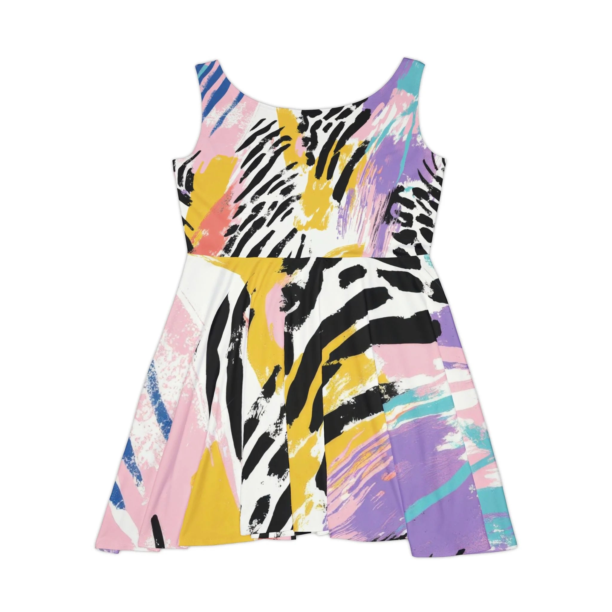 Abstract Zebra Custom Skater Dress, Artsulli - Art is Long, Life is Short, All Over Prints, , , , , , , 