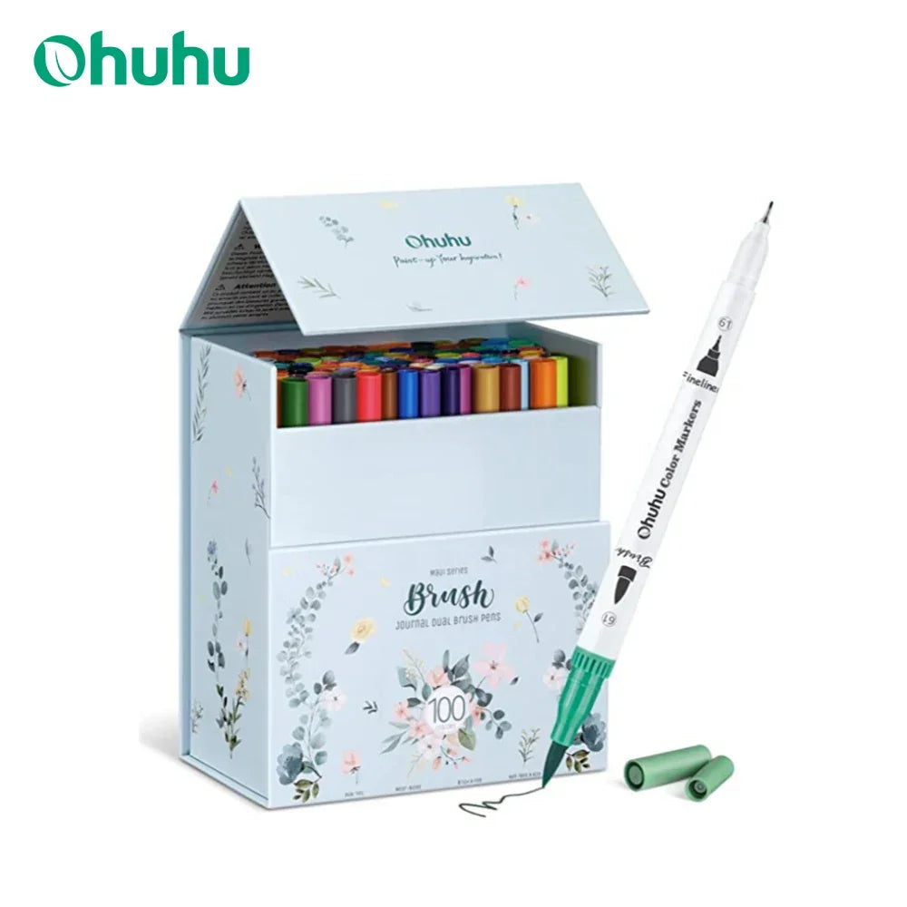 Buy The Best By Artsulli - Art is Long Life Short - Ohuhu Markers Dual Tips Line Marker Set WaterColor Pen Coloring Water Color Brush