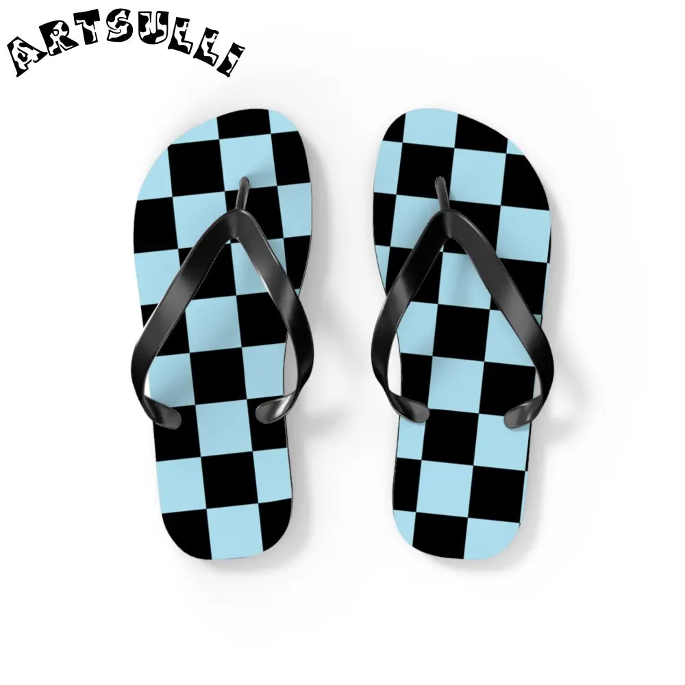 All-Day Comfort Checkerboard Flip Flops, Artsulli - Art is Long, Life is Short, Shoes, Size, S, Color, Black sole, , , 23698116396576055102