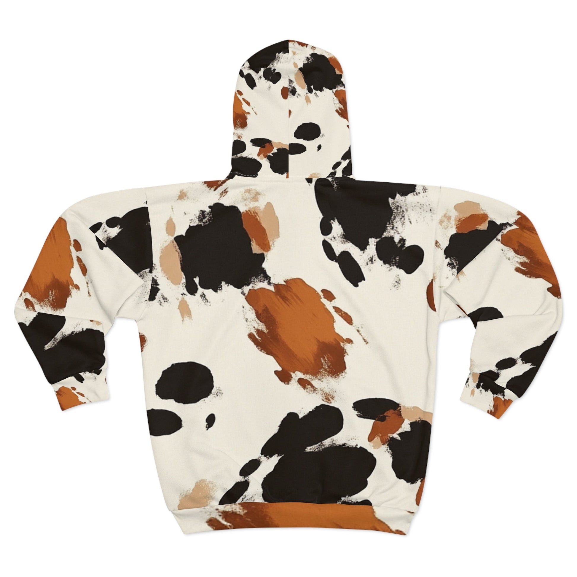 All Over Brown Cow Print Zip Hoodie, Artsulli - Art is Long, Life is Short, All Over Prints, , , , , , , 