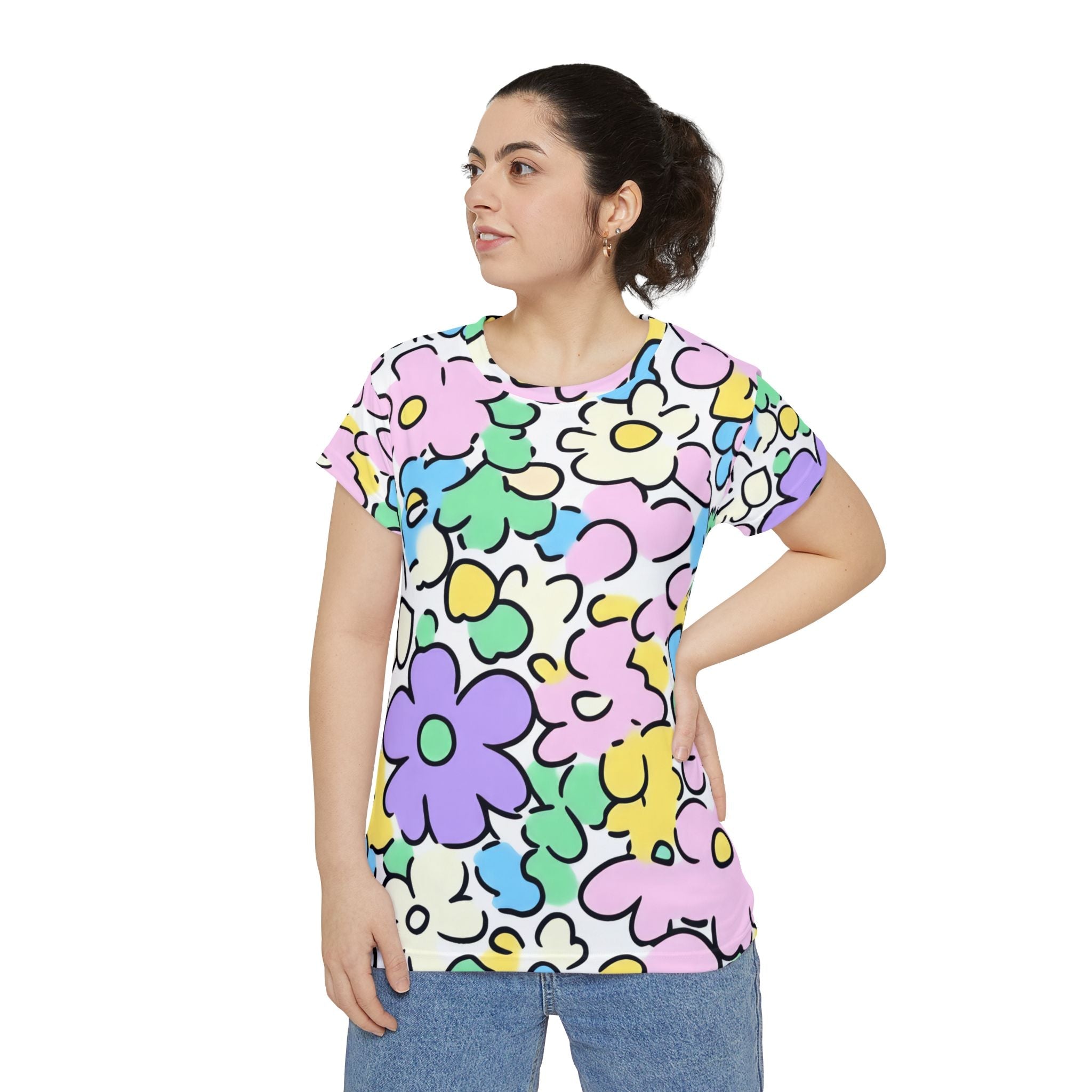 All Over Floral Print T-Shirt, Artsulli - Art is Long, Life is Short, All Over Prints, , , , , , , 