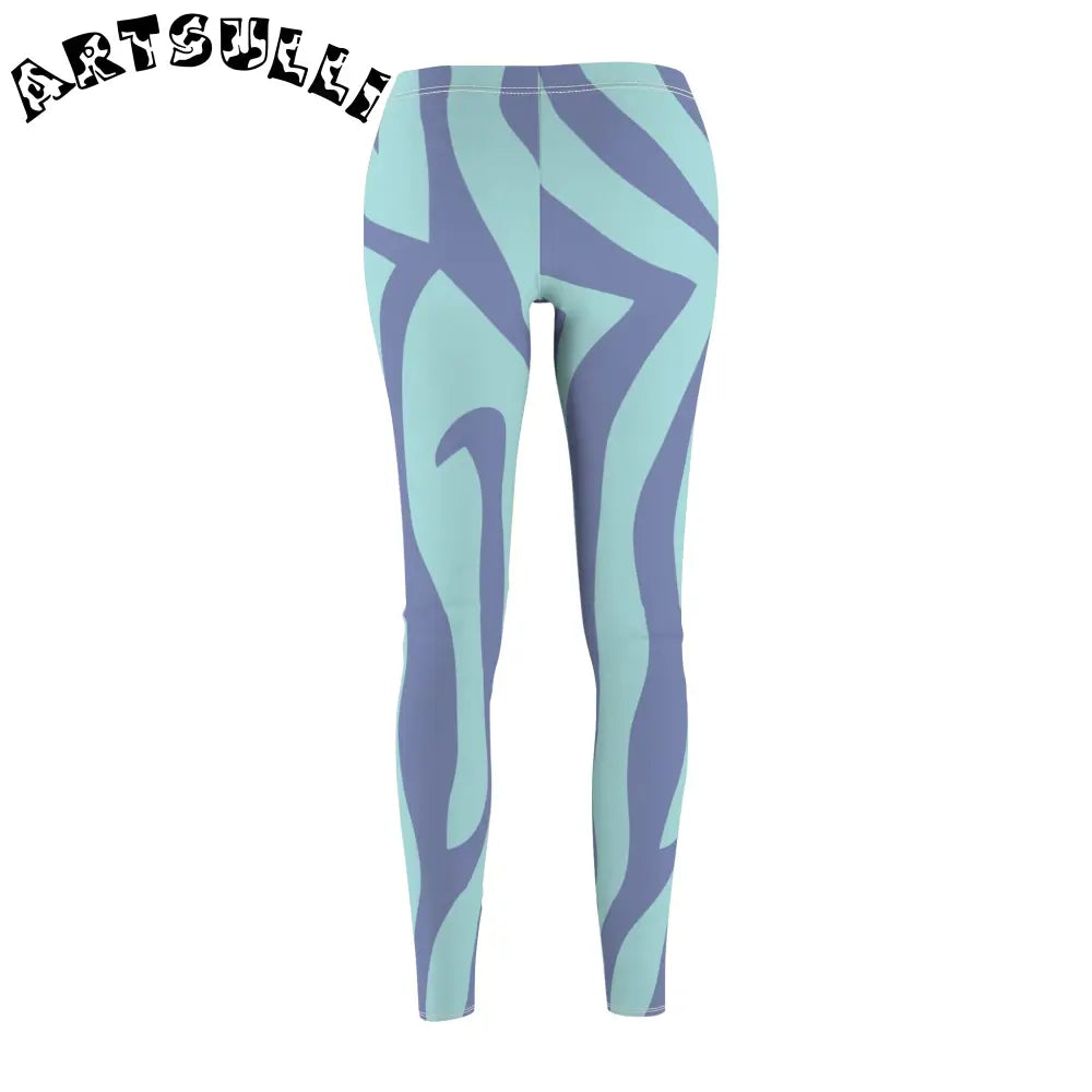 Aqua and Purple Wavy Skinny Fit Leggings, Artsulli - Art is Long, Life is Short, All Over Prints, , , , , , , 