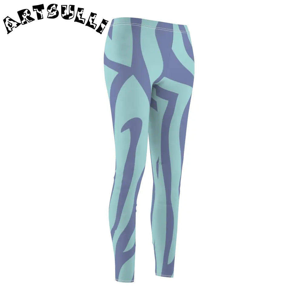 Aqua and Purple Wavy Skinny Fit Leggings, Artsulli - Art is Long, Life is Short, All Over Prints, , , , , , , 