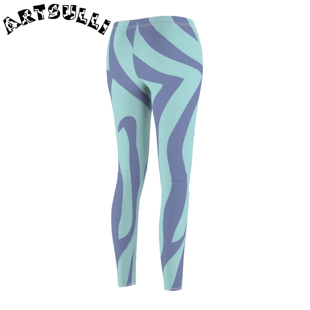 Aqua and Purple Wavy Skinny Fit Leggings, Artsulli - Art is Long, Life is Short, All Over Prints, , , , , , , 