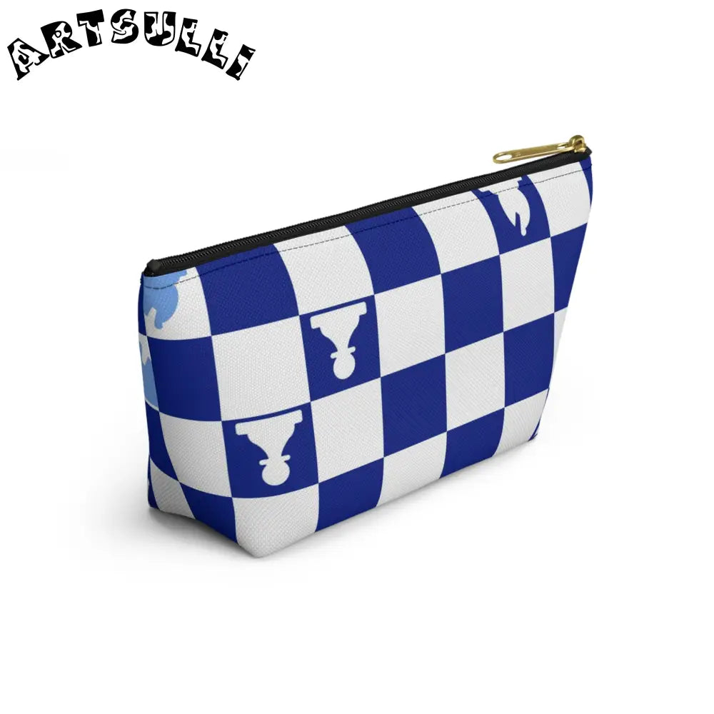 Art Printed Blue Checkered Chess Pouch, Artsulli - Art is Long, Life is Short, Bags, , , , , , , 