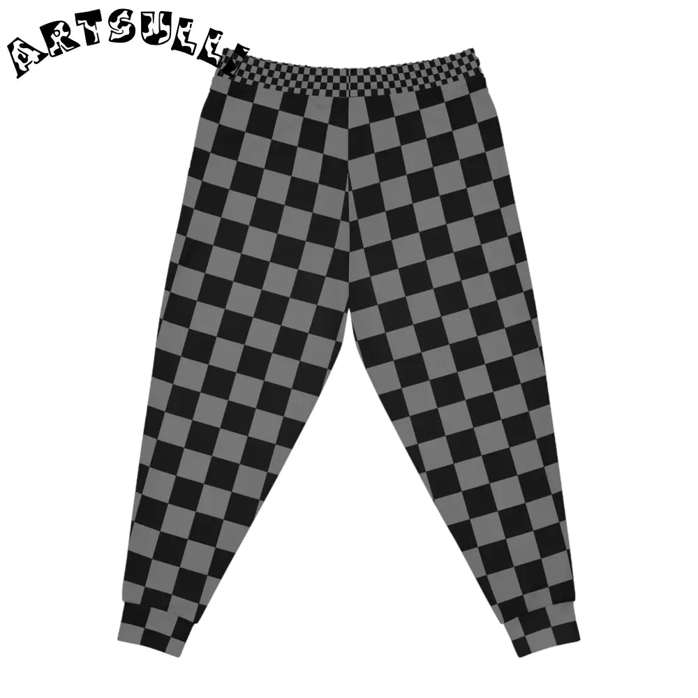 Art Printed Checkerboard Joggers, Artsulli - Art is Long, Life is Short, All Over Prints, , , , , , , 