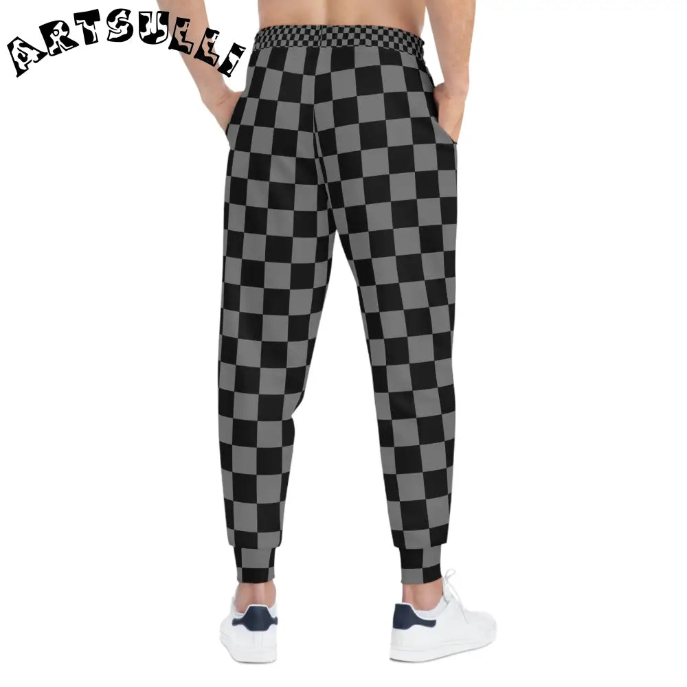 Art Printed Checkerboard Joggers, Artsulli - Art is Long, Life is Short, All Over Prints, , , , , , , 