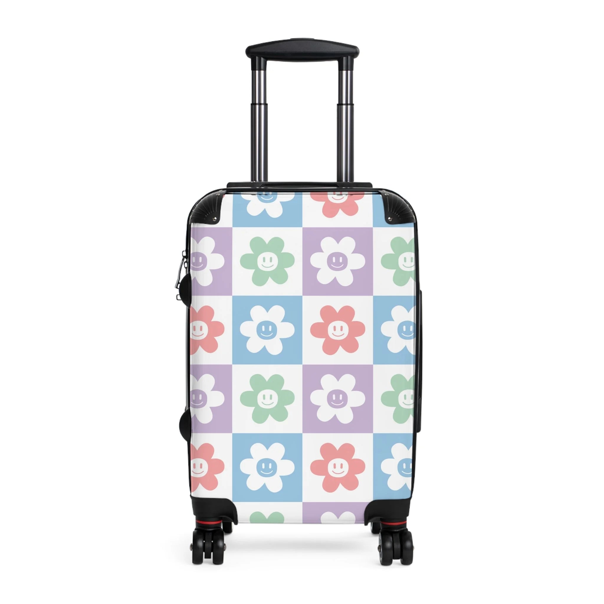 JAKKOUTTHEBXX Art Printed Checkered Smiley Flower Suitcase 2025