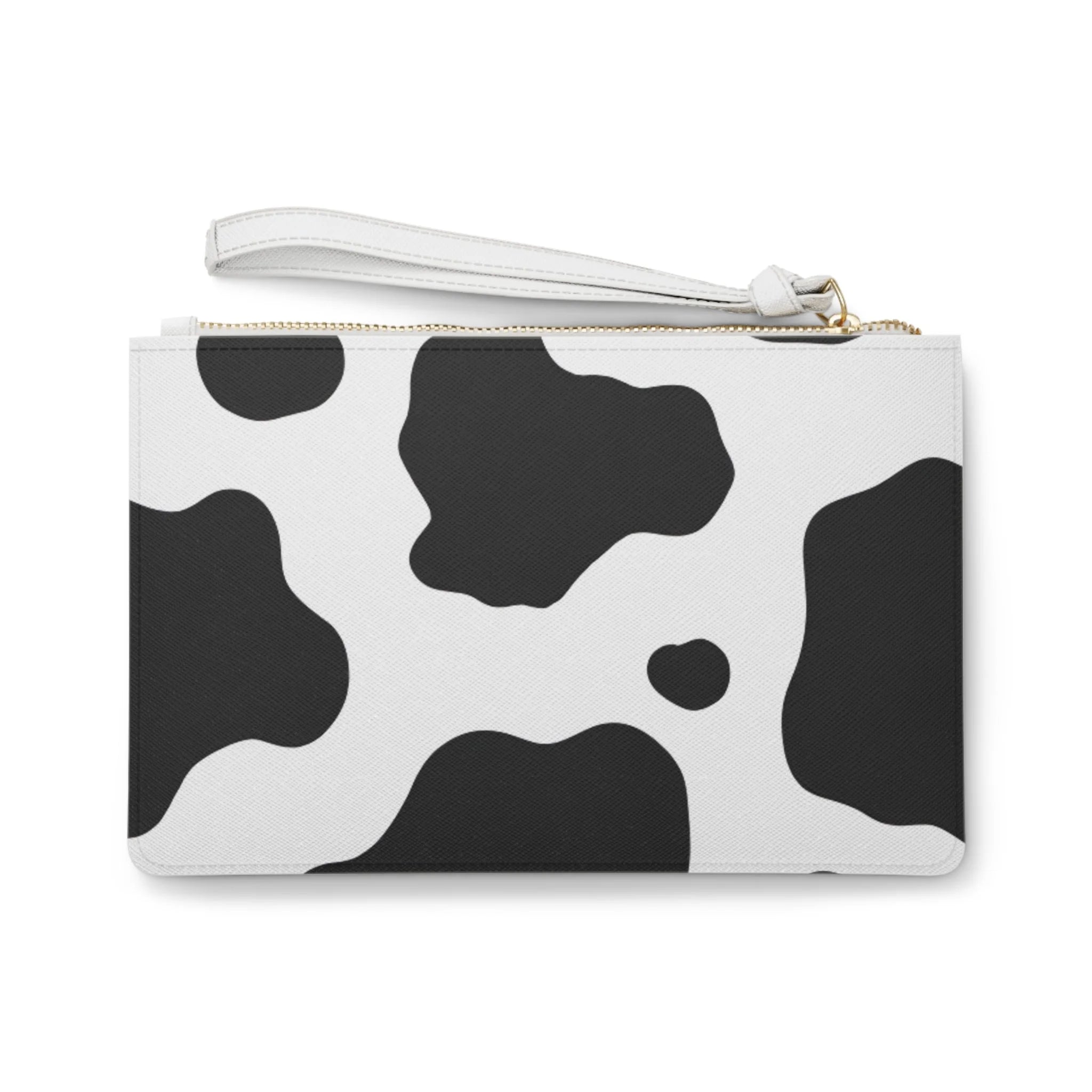 Art Printed Cow Print Clutch Bag with Gold Zipper and Wrist Strap, Artsulli - Art is Long, Life is Short, Bags, , , , , , , 
