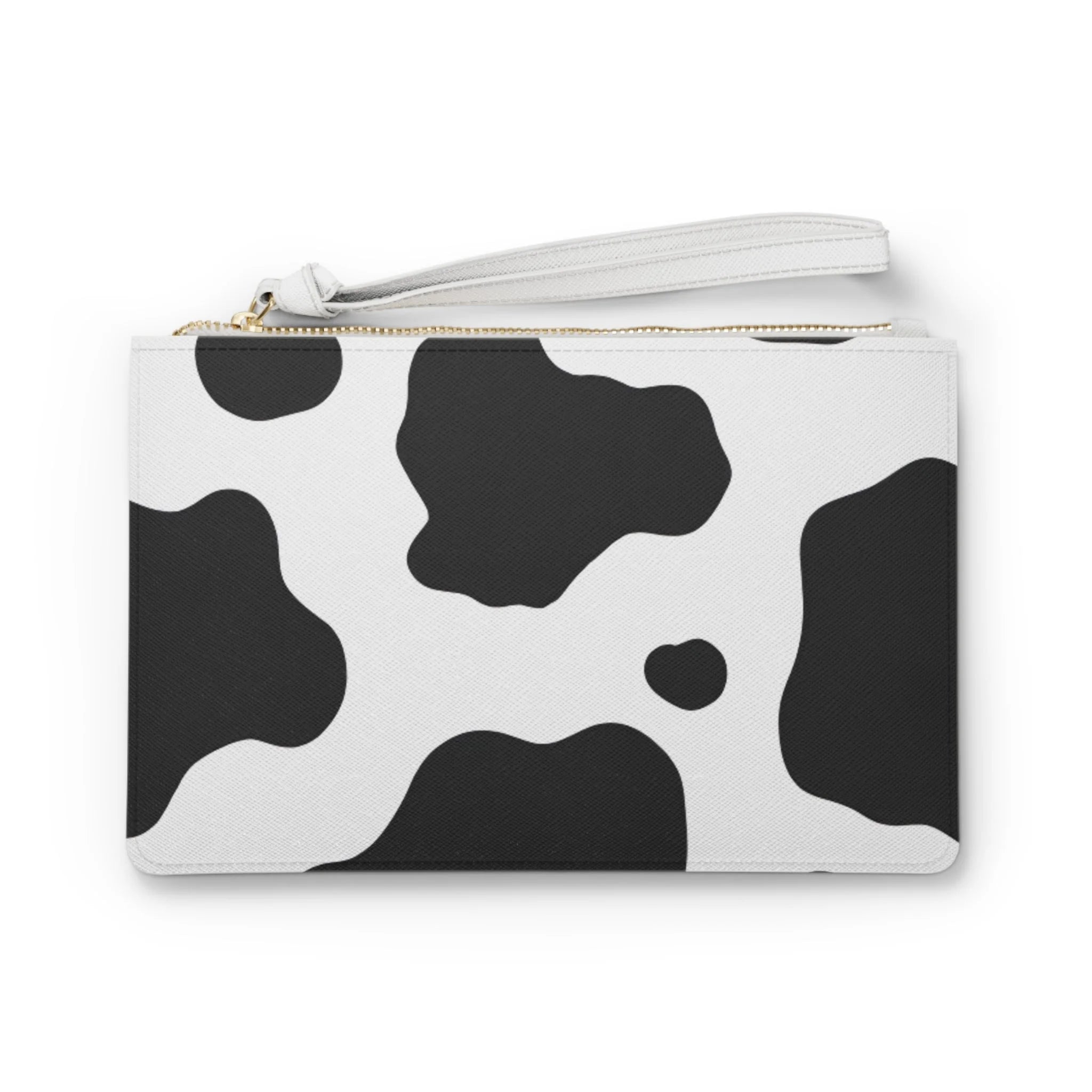 Art Printed Cow Print Clutch Bag with Gold Zipper and Wrist Strap, Artsulli - Art is Long, Life is Short, Bags, Size, One size, , , , , 33011588616894