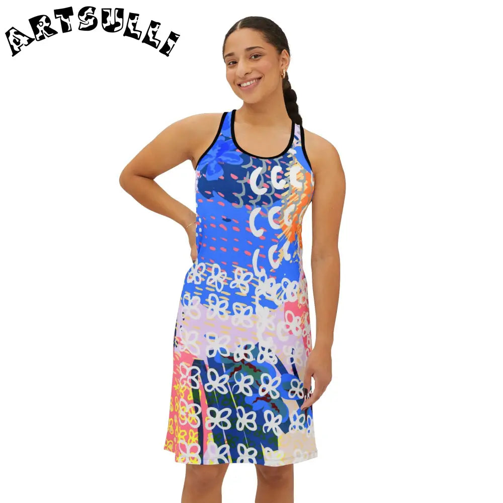 Art Printed Dress in Jersey-Knit Fabric Blend, Artsulli - Art is Long, Life is Short, Tank Top, , , , , , , 
