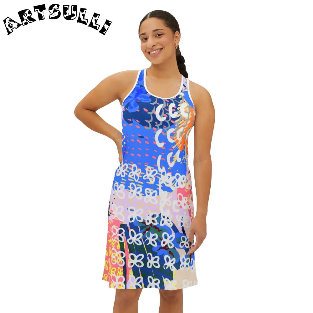 Art Printed Dress in Jersey-Knit Fabric Blend, Artsulli - Art is Long, Life is Short, Tank Top, , , , , , , 