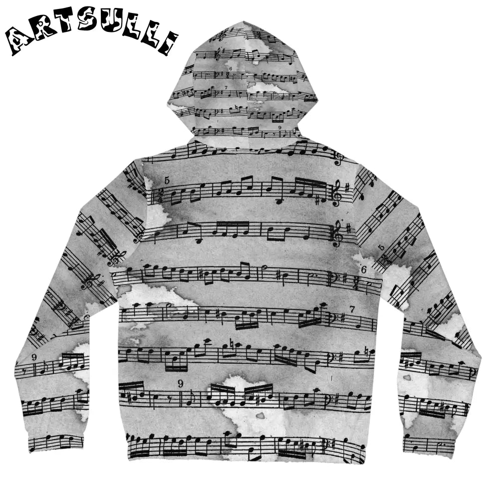 Art Printed Music Sheet Zip Hoodie, Artsulli - Art is Long, Life is Short, All Over Prints, , , , , , , 
