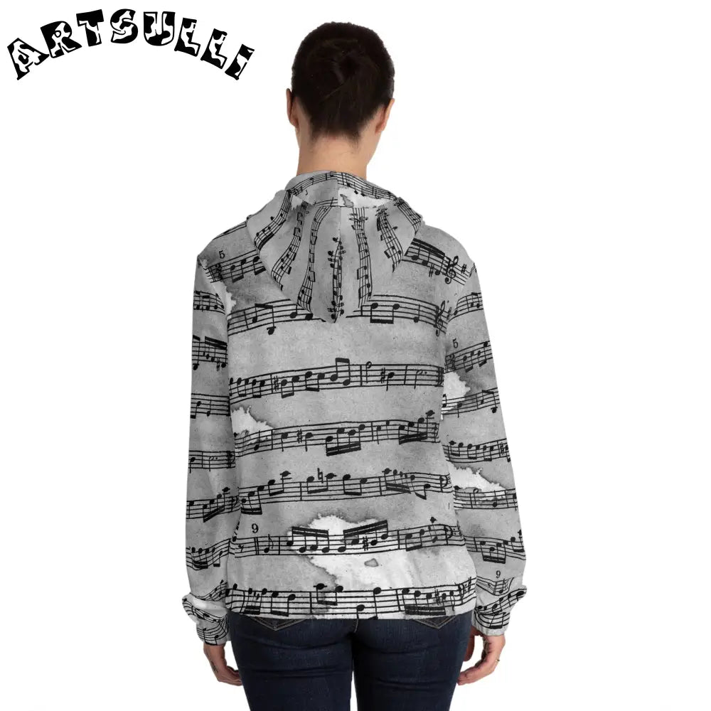Art Printed Music Sheet Zip Hoodie, Artsulli - Art is Long, Life is Short, All Over Prints, , , , , , , 