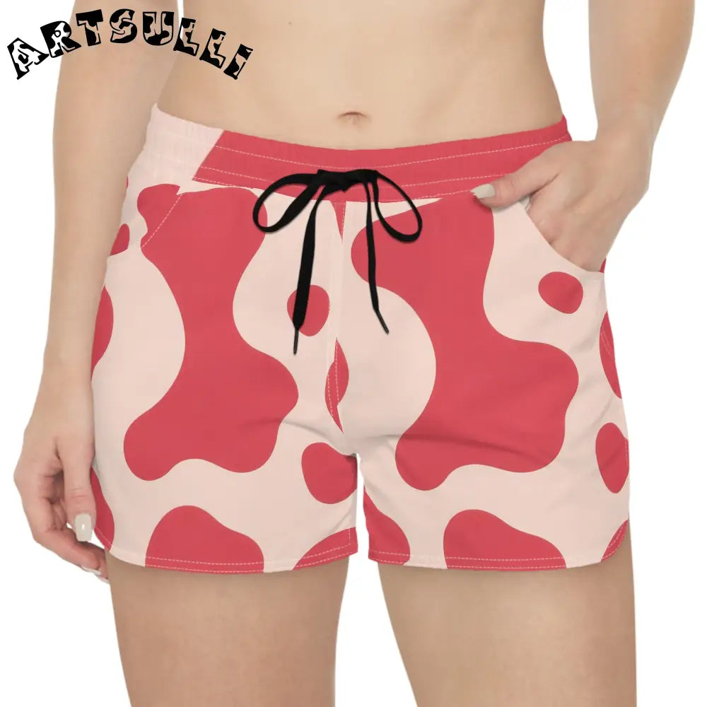 Art Printed Red Cow Athletic Shorts, Artsulli - Art is Long, Life is Short, All Over Prints, , , , , , , 