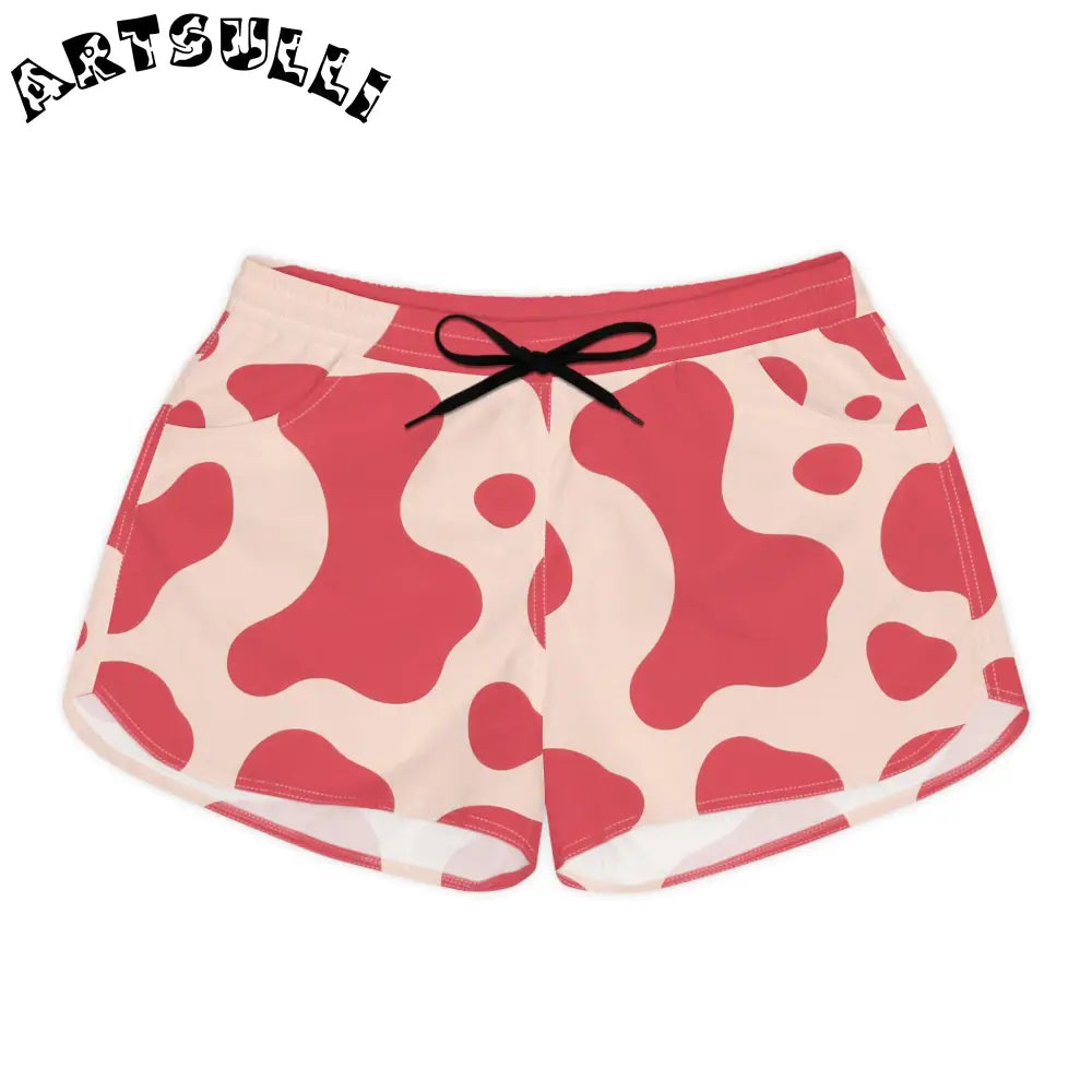 Art Printed Red Cow Athletic Shorts, Artsulli - Art is Long, Life is Short, All Over Prints, Size, S, Color, Black drawstring, , , 48214122480144427605