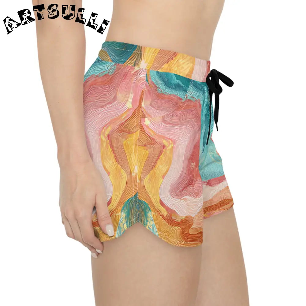 Art Printed Shorts with Black Drawstring Rope, Artsulli - Art is Long, Life is Short, All Over Prints, , , , , , , 