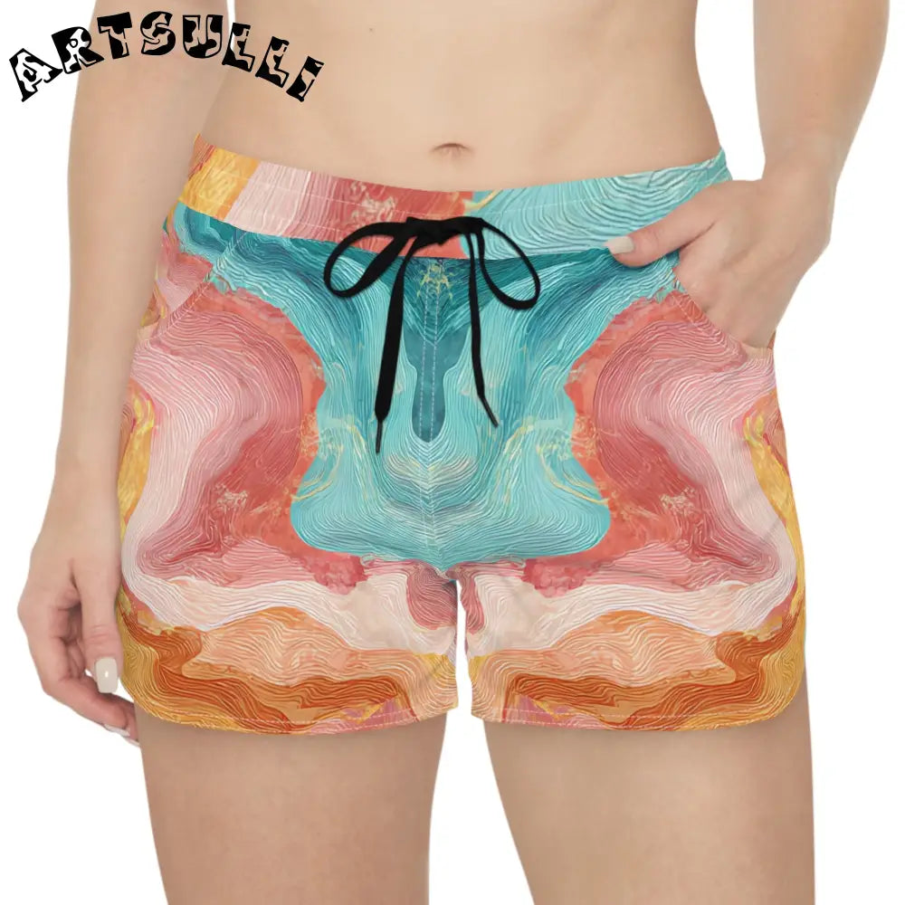 Art Printed Shorts with Black Drawstring Rope, Artsulli - Art is Long, Life is Short, All Over Prints, , , , , , , 