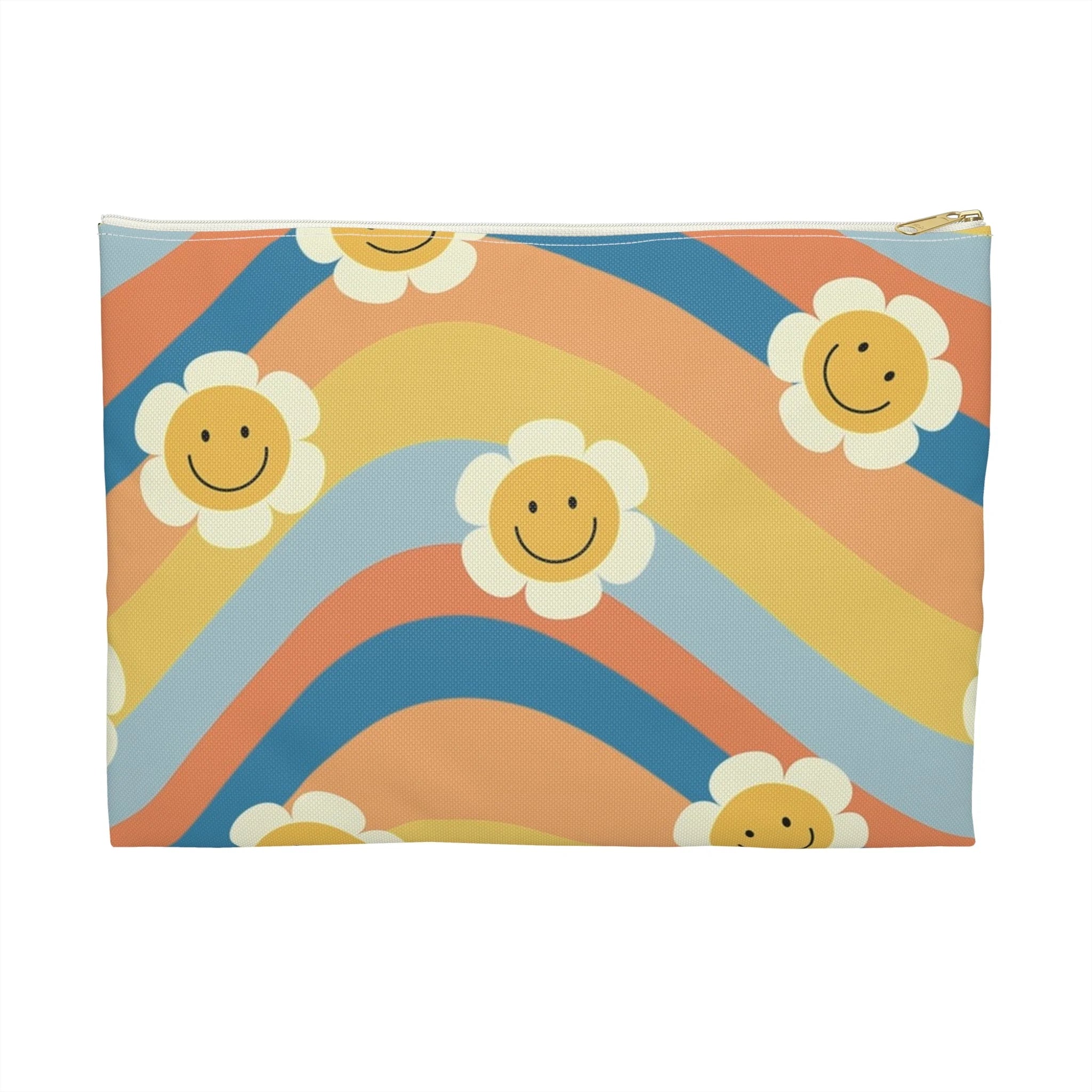 Art Printed Smiley Wave Flat Pouches, Artsulli - Art is Long, Life is Short, Bags, Size, Large, Color, White zipper, , , 13078219181154