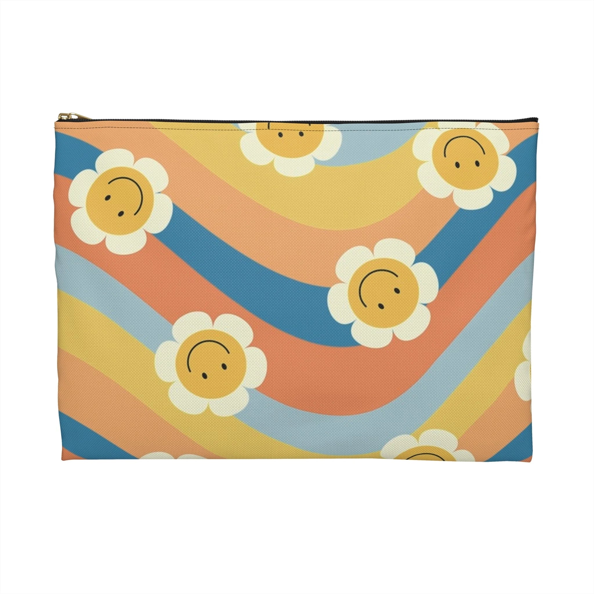 Art Printed Smiley Wave Flat Pouches, Artsulli - Art is Long, Life is Short, Bags, , , , , , , 