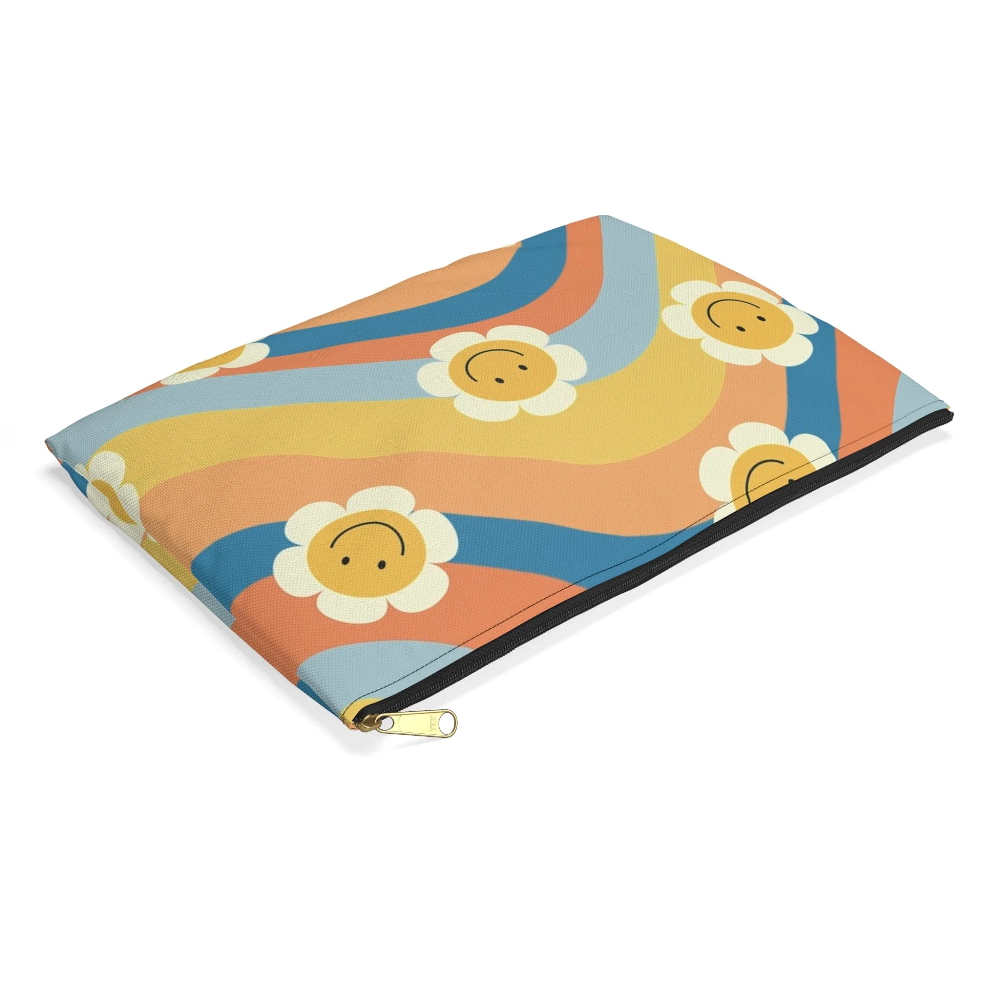 Art Printed Smiley Wave Flat Pouches, Artsulli - Art is Long, Life is Short, Bags, , , , , , , 
