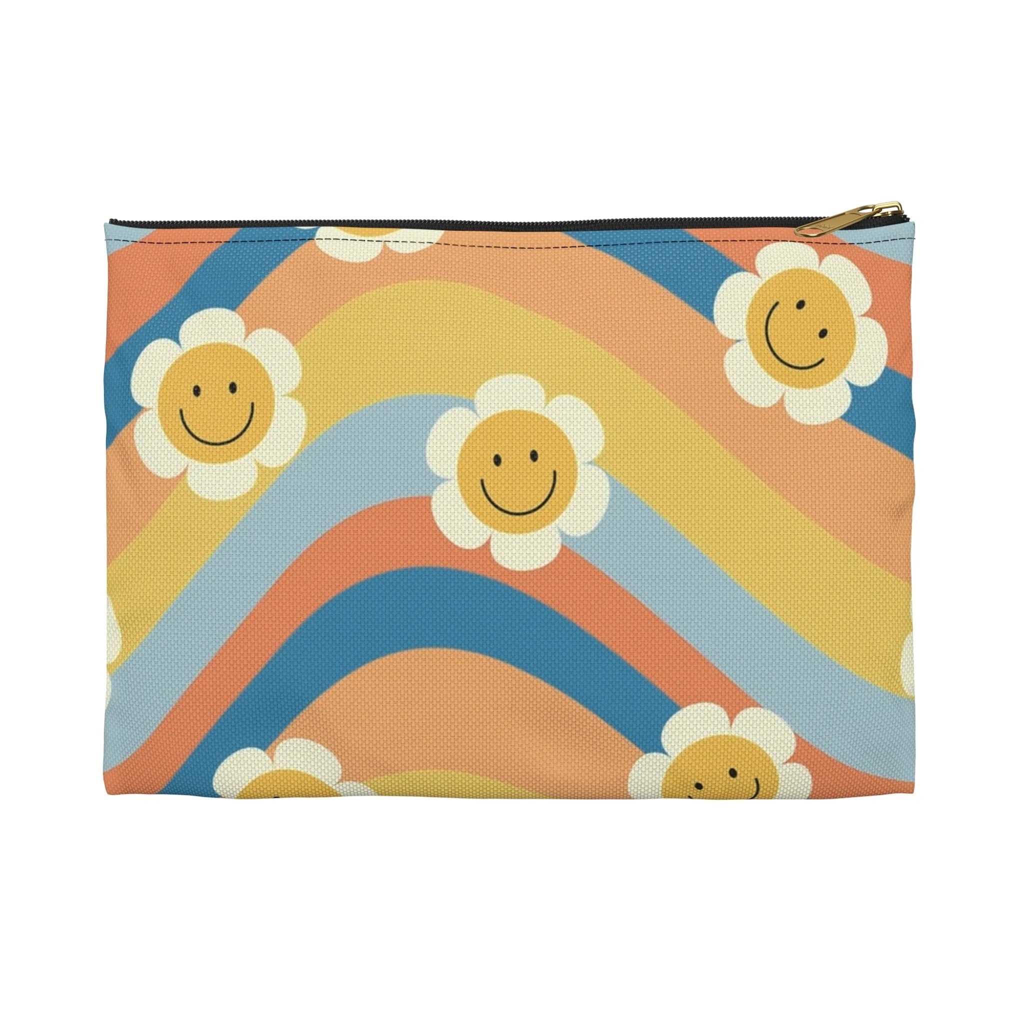 Art Printed Smiley Wave Flat Pouches, Artsulli - Art is Long, Life is Short, Bags, Size, Small, Color, Black zipper, , , 13309804519796