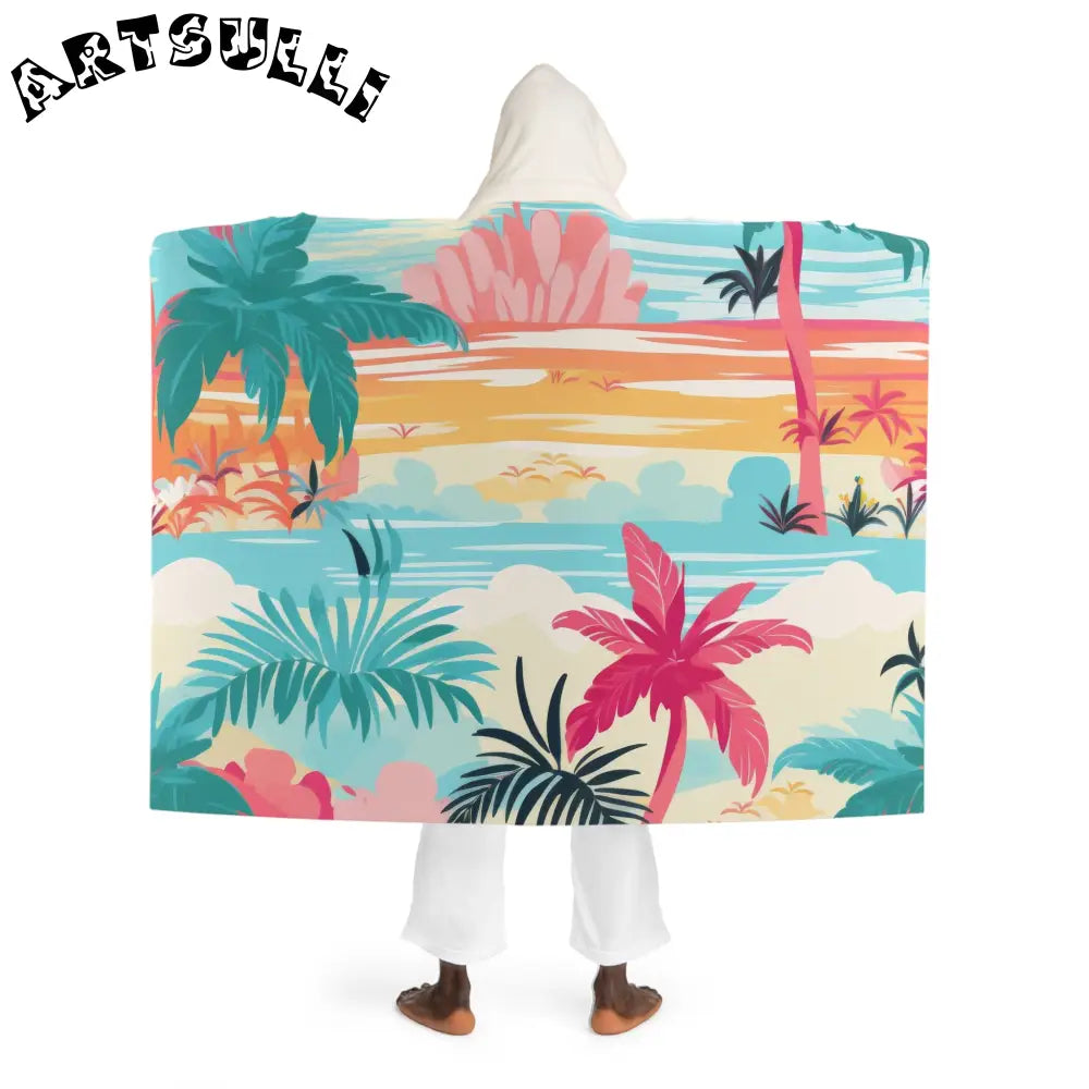Art Printed Tropical Hooded Sherpa Fleece Blanket, Artsulli - Art is Long, Life is Short, All Over Prints, , , , , , , 