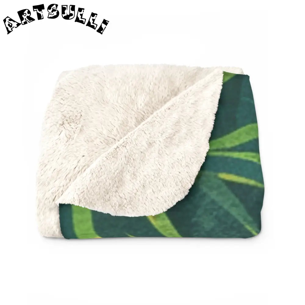 Art Printed Tropical Leaf Fleece Blanket, Artsulli - Art is Long, Life is Short, Home Decor, , , , , , , 