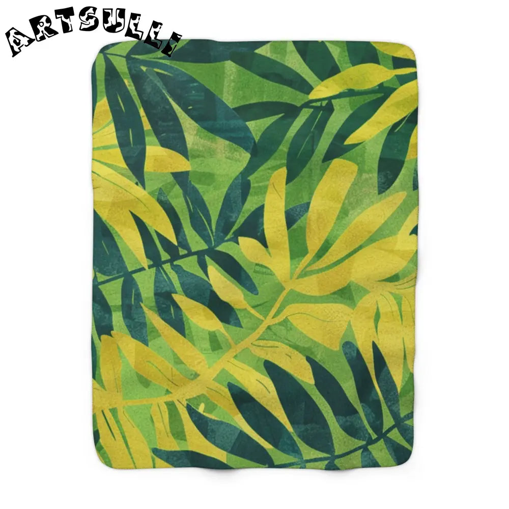JAKKOUTTHEBXX Art Printed Tropical Leaf Fleece Blanket 2025