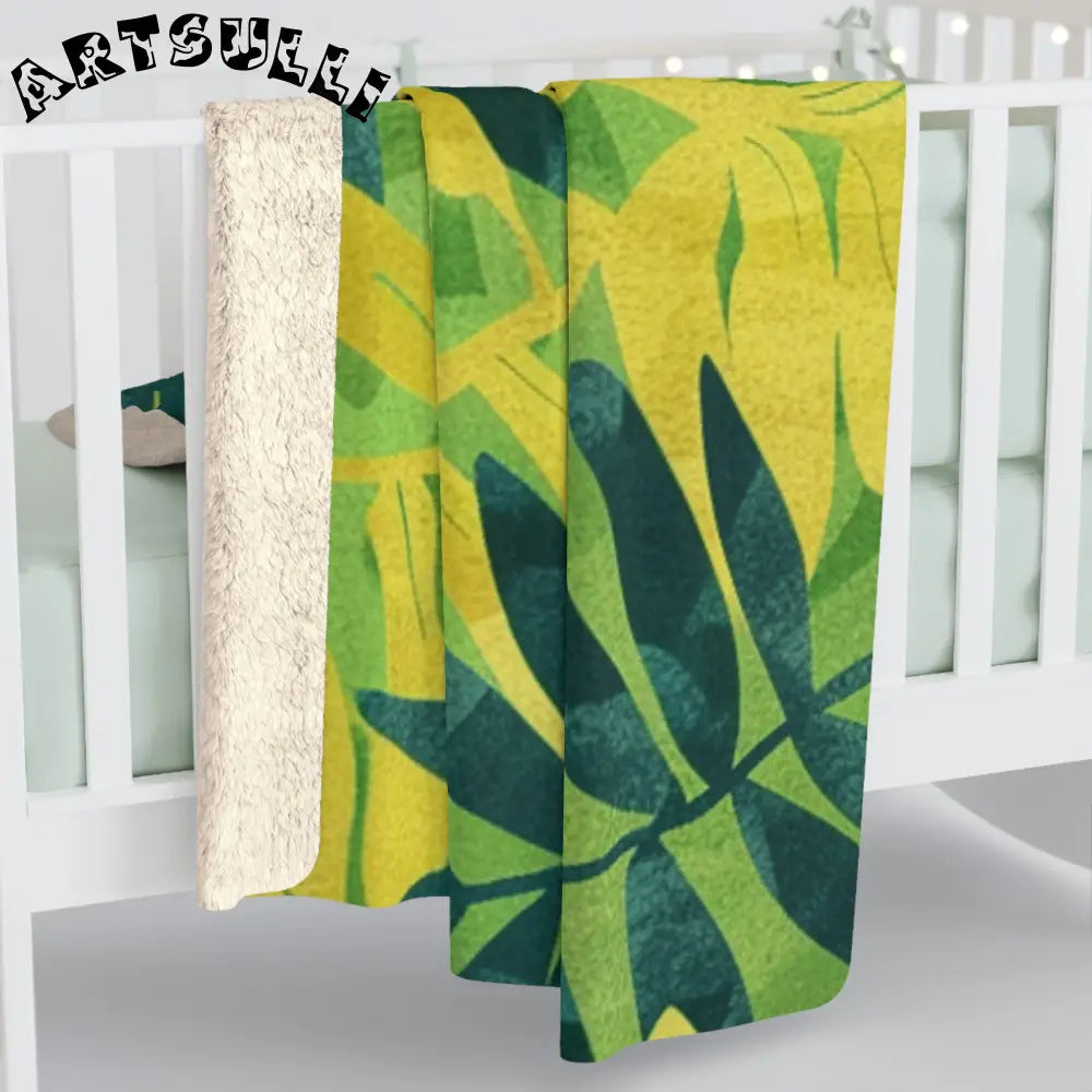 Art Printed Tropical Leaf Fleece Blanket, Artsulli - Art is Long, Life is Short, Home Decor, , , , , , , 