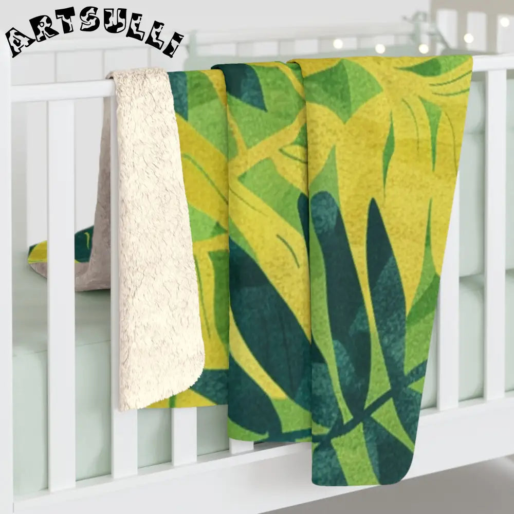 Art Printed Tropical Leaf Fleece Blanket, Artsulli - Art is Long, Life is Short, Home Decor, , , , , , , 