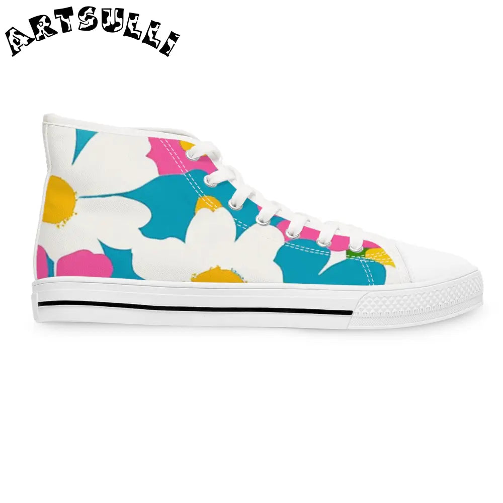 Art Printed Women’s High Top Floral Canvas Sneakers, Artsulli - Art is Long, Life is Short, Shoes, , , , , , , 