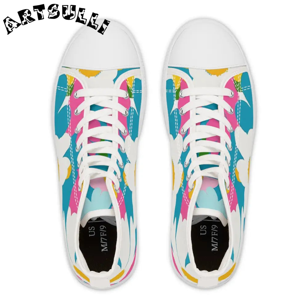 Art Printed Women’s High Top Floral Canvas Sneakers, Artsulli - Art is Long, Life is Short, Shoes, , , , , , , 