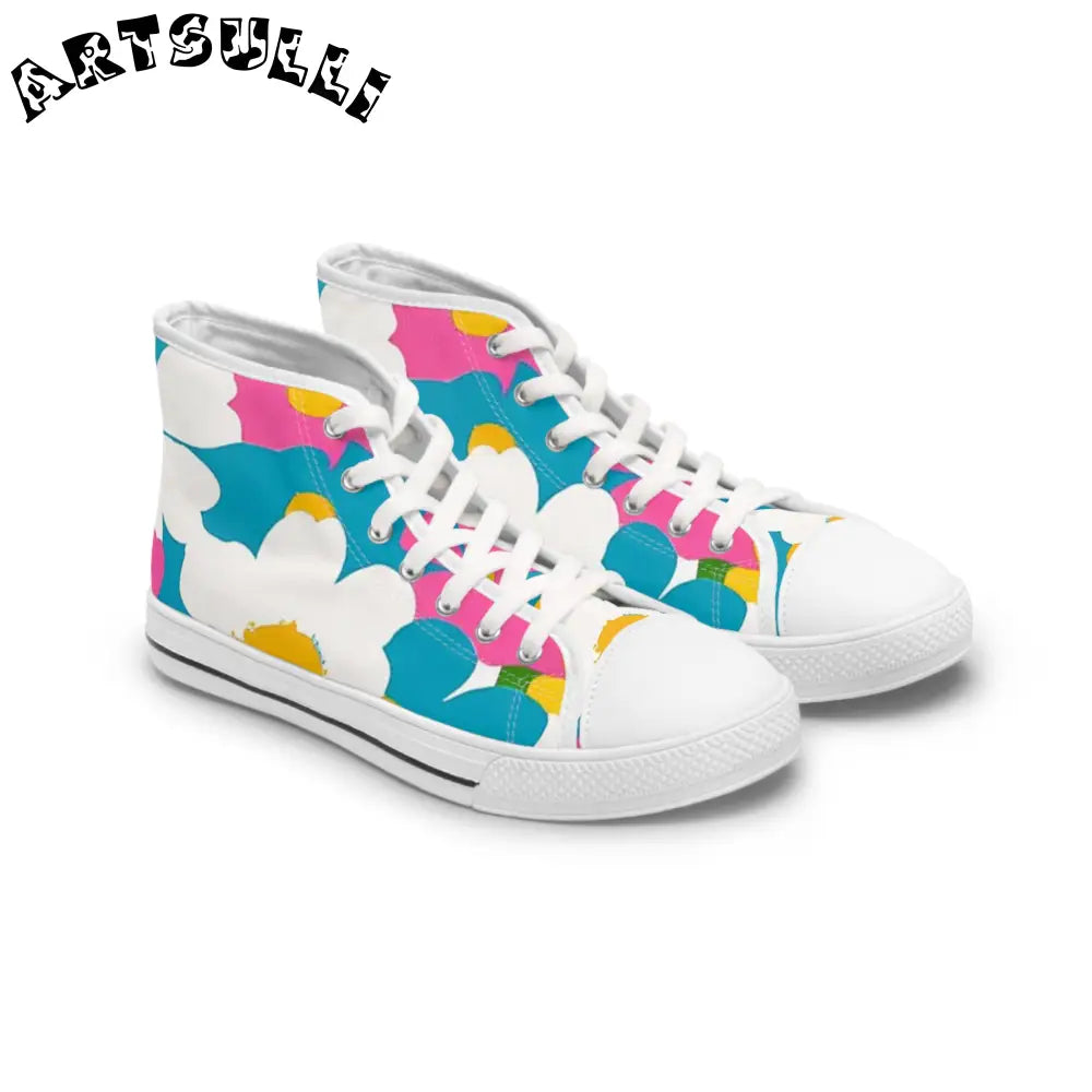 Art Printed Women’s High Top Floral Canvas Sneakers, Artsulli - Art is Long, Life is Short, Shoes, Size, US 5.5, Color, White sole, , , 17962287468962687261
