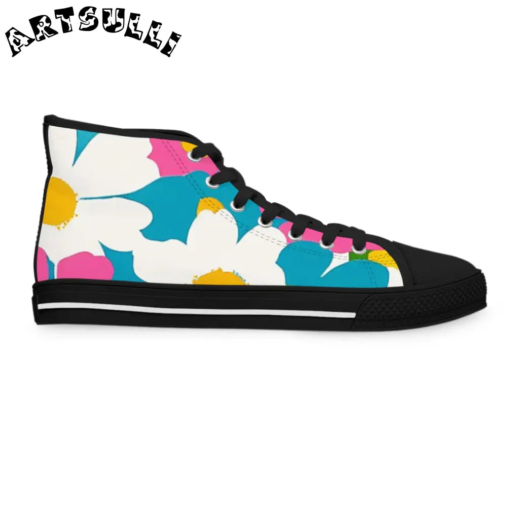 Art Printed Women’s High Top Floral Canvas Sneakers, Artsulli - Art is Long, Life is Short, Shoes, , , , , , , 