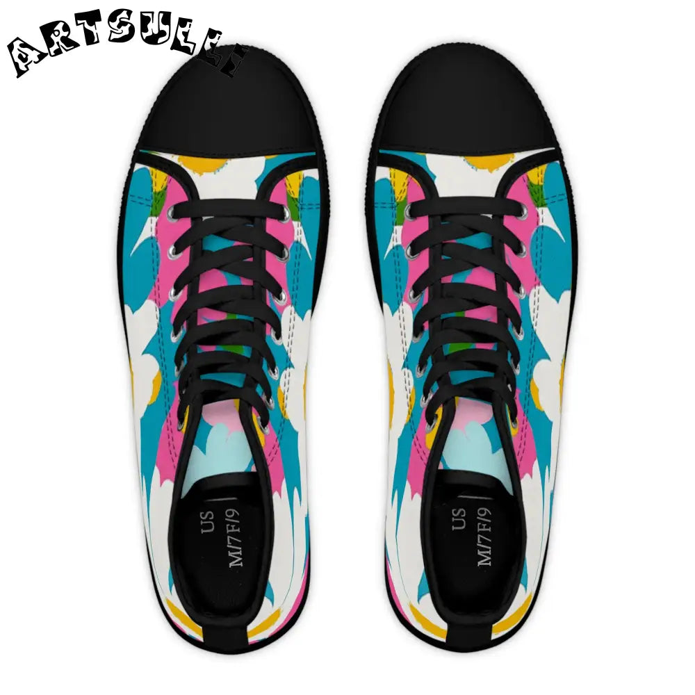 Art Printed Women’s High Top Floral Canvas Sneakers, Artsulli - Art is Long, Life is Short, Shoes, , , , , , , 