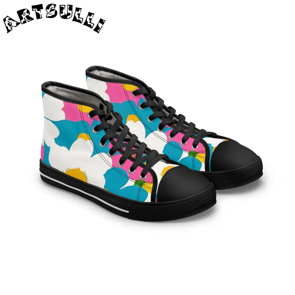 Art Printed Women’s High Top Floral Canvas Sneakers, Artsulli - Art is Long, Life is Short, Shoes, Size, US 5.5, Color, Black sole, , , 11476946287667899454